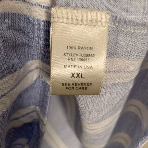 West Kei EUC blue/white striped v-neck tank top with elastic bottom Size XXL - Picture 4 of 5